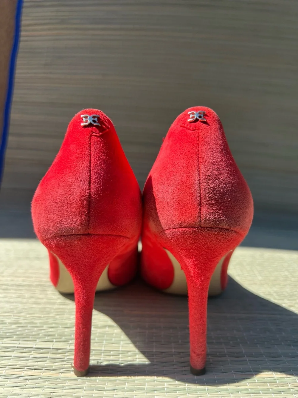Sam Edelman Red Suede Pointed-Toe Pumps